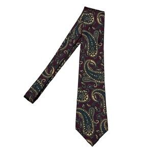 Johnny Carson Vintage Red Paisley 100% Silk Tie